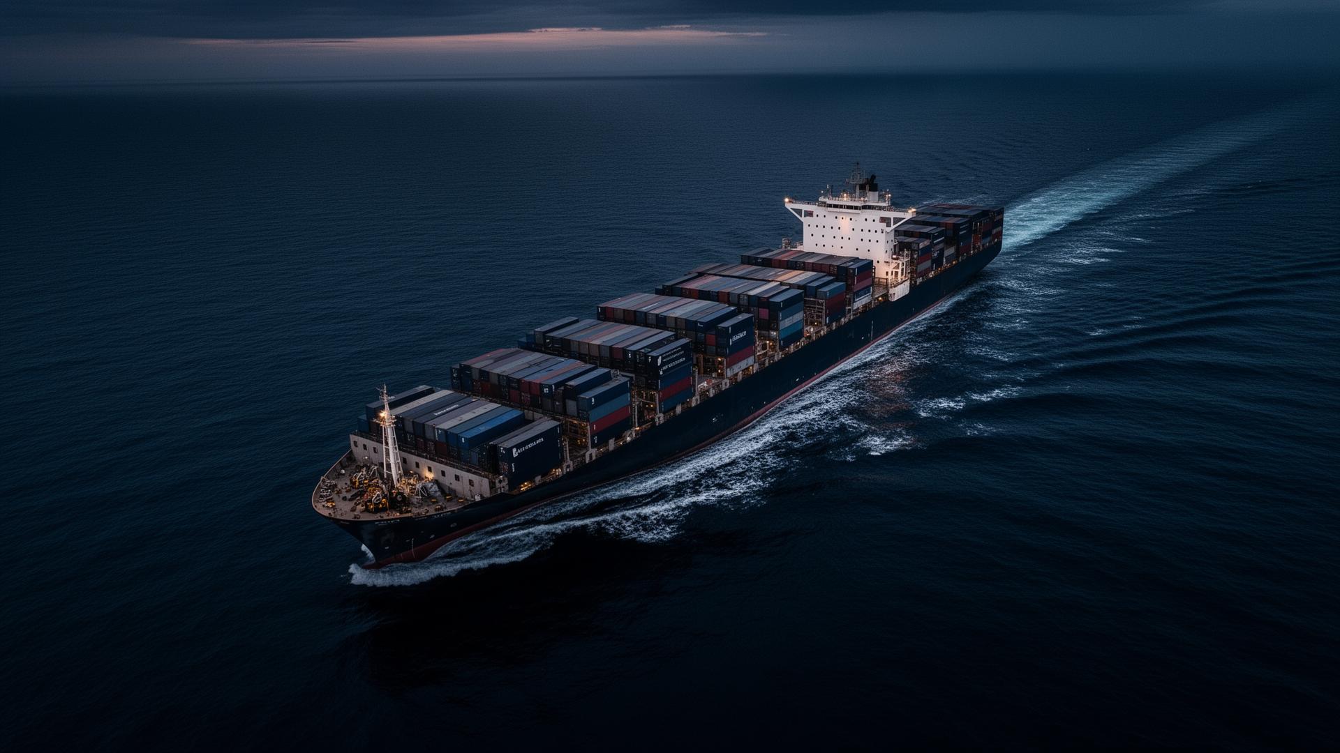 Container ship at sea representing open register flag operations